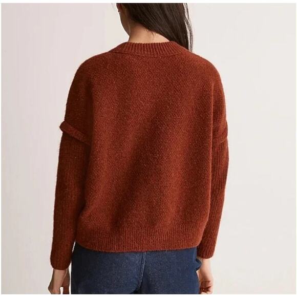 NWT Madewell Plus Cable Havener Pullover Sweater Alpaca Size 3X Heather Auburn - Picture 4 of 9